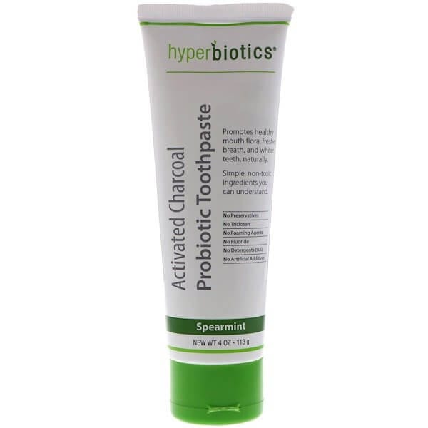 افضل معجون للاسنان معجون أسنان Hyperbiotics بالبروبيوتك والفحم المنشط بالنعناع المدبب